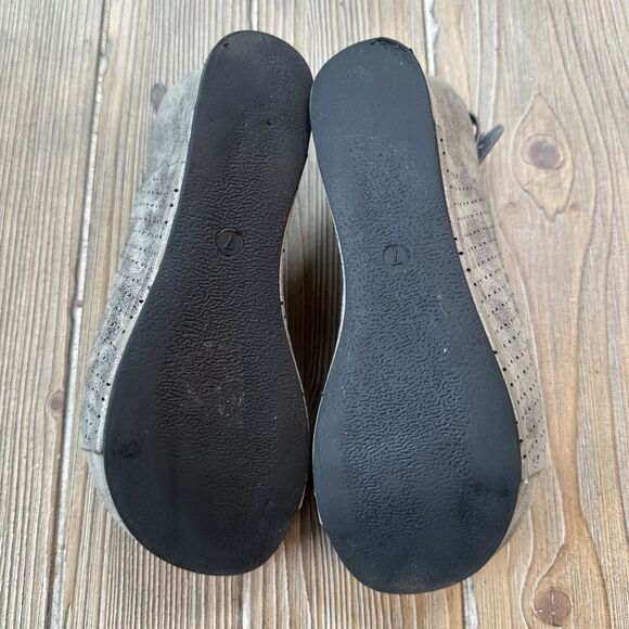 Pierre Dumas Metallic Gray Sling back Wedge Platforms Open Toe Size 7 - Picture 6 of 9